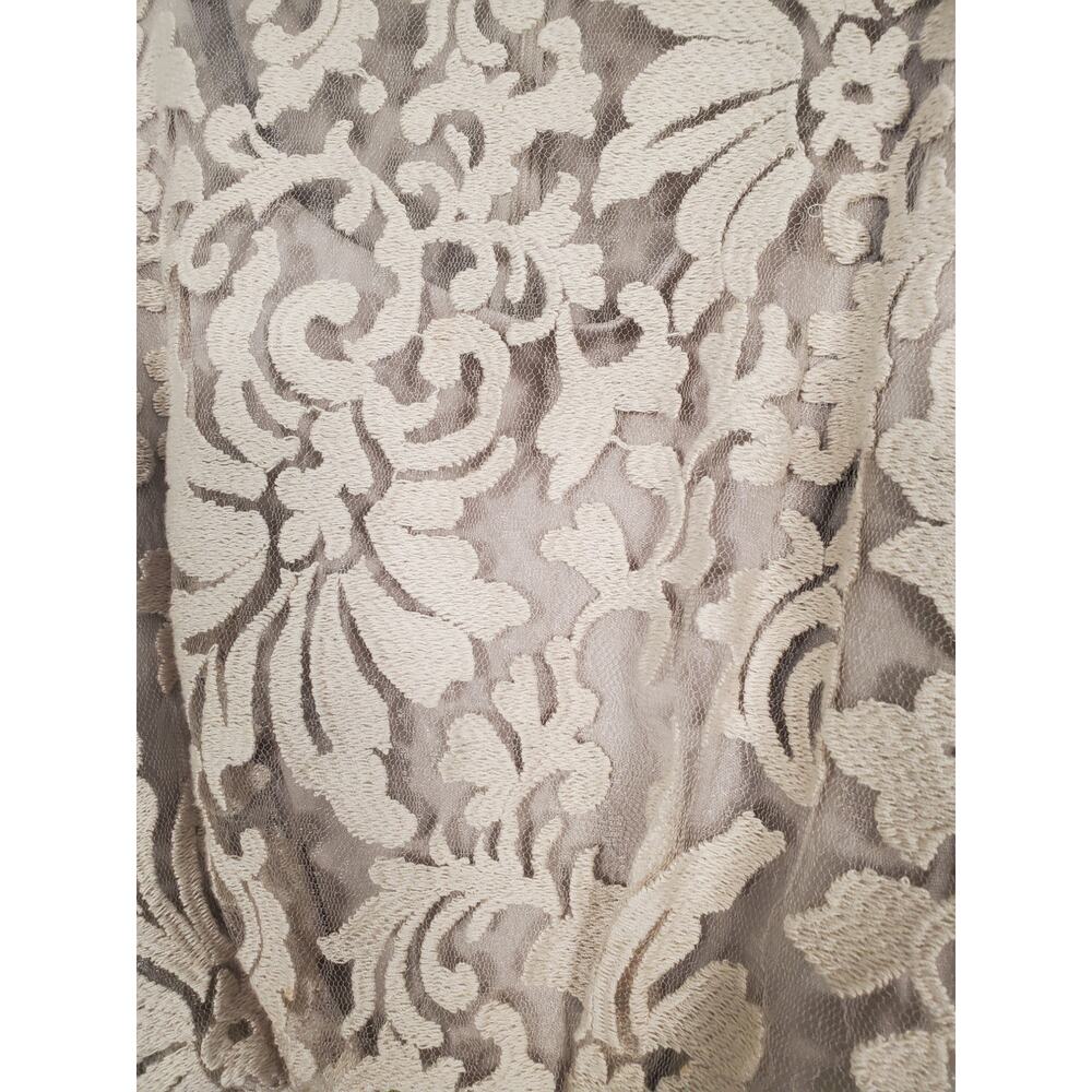 Preloved Tadashi Shoji Tan Sandy Beige Maxi Long Lace Belted Dress Floral Sz 6 - Picture 4 of 6